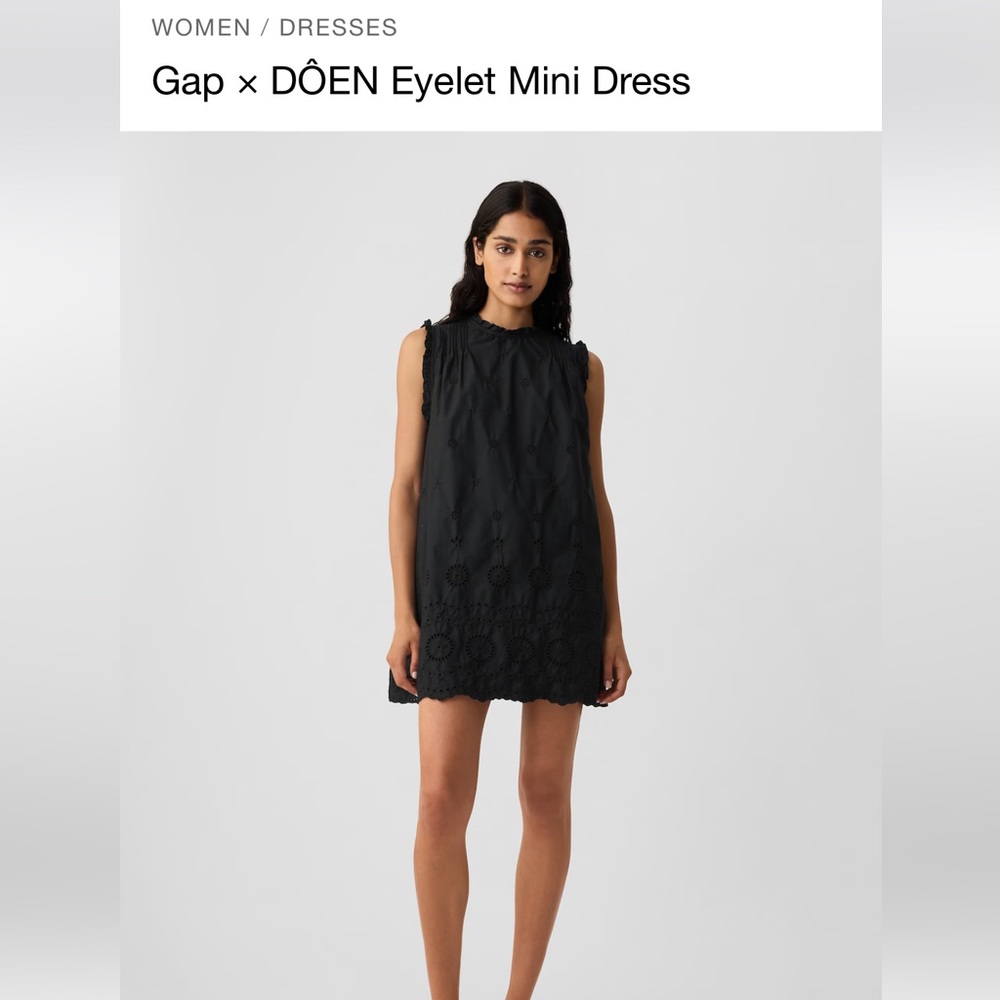 Gap Doen Embroidered Eyelet Black Shift Dress size small